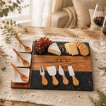Personalized Acacia Marble 11 Pcs Cutting Board Coaster Set with Name and Initial Home Use Wedding Housewarming Gift for Family Friends