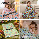Personalised Playful emoji Soft Throw Blanket with Name Home Decor Birthday Gift for Friends Kids Family | Callie × emoji ™