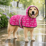 Personalized Cute Paw Print Waterproof Pet Raincoat with Name Daily Pet Care Birthday Gift for Pet Owner Pet Lover