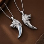 Personalised Wolf Teeth Birthstone Necklace with Name Dainty Jewellery Anniversary  Birthday Valentine's Day Gift for Men