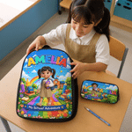 Personalized Pixar 3D Animated Style Photo Cartoon Character Backpack Lunch Bag Pencil Case Set with Name Back to School Birthday Gift for Kids