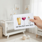 Personalised Watercolour Beer Wine Baby Bottle Pet Bowl Greeting Card Invitation with Text and Year Baby Shower Party Gift for Newborns New Parents