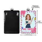 Personalizado Cartoon Character Rainbow Pencil Bow Graffiti ID Badge Holder con Nombre Teacher's Day Back to School Birthday Gift for Teachers