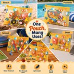 Gepersonaliseerde PVC-strandtas met veelkleurig patroon van zeedieren en naam – voor dagelijks gebruik, verjaardagscadeau voor familie en vrienden