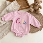 Personalised Colourful Name Comfortable Short-Sleeve Long-Sleeve Baby Bodysuit Baby Shower Holiday Gift for Newborn New Mum
