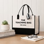 Personalized Stylish Teacher Theme Title Large Tote Bag Portable Makeup Bag with Text Birthday Teacher's Day Gift for Women Teachers