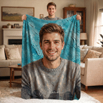 Personalized Oil Painting Style Photo Soft Throw Blanket with Name Home Decor Birthday Housewarming Anniversary Gift for Family Friends