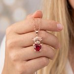 Personalized Heart Birthstone Highland Cow Necklace with Name Dainty Jewellery Anniversary Birthday Gift for Woman Mom