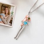 Personalisierte, zierliche Eltern-Kind-Halskette mit Geburtssteinen – Familienschmuck, Muttertags- und Geburtstagsgeschenk für Mama und Oma