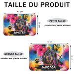 Tapis d'alimentation personnalisé avec photo et nom - Effet graffiti à l'huile - Cadeau d'anniversaire pour propriétaires d'animaux de compagnie