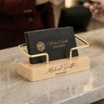 Porte-cartes en bois minimaliste personnalisé avec nom et fonction – Décoration de bureau – Cadeau d'anniversaire professionnel pour un cadre ou un collègue