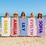 Personalized Striped Oversized Quick Dry Beach Towel with Name and Place Beach Pool Party Summer Vacation Birthday Gift for Women Men Friends