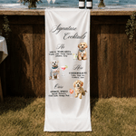 Personalized Signature Cocktails Pet Photo Silk Banner with Title and Cocktail Formula Wedding Party Gift for Couples Newlyweds