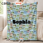 Personalised Playful emoji Soft Throw Blanket with Name Home Decor Birthday Gift for Friends Kids Family | Callie × emoji ™
