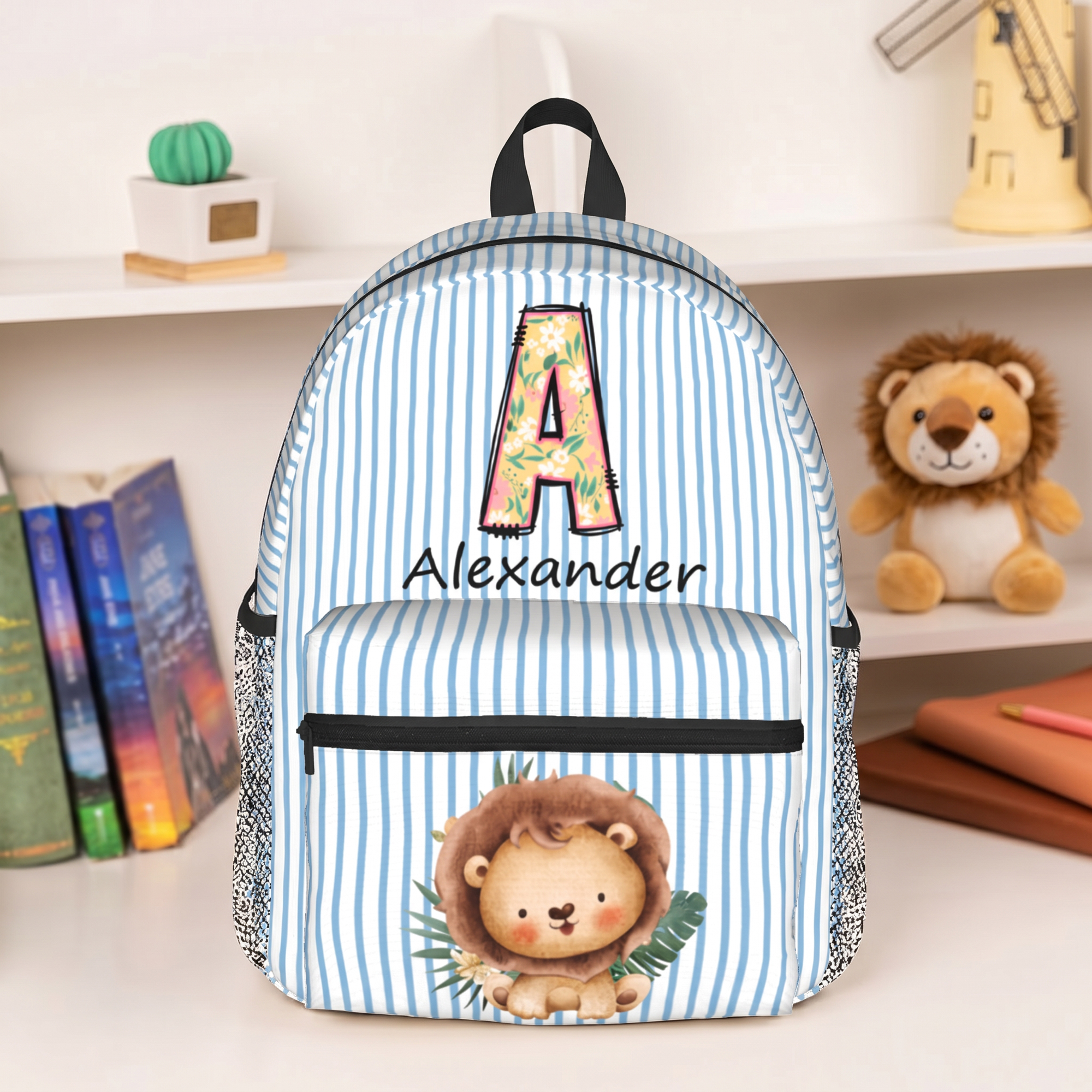 Personalisierter Schulrucksack für Kinder mit niedlichen Tiermotiven, großem Fassungsvermögen, Namens- und Initialenbeschriftung – für den täglichen Gebrauch, zum Schulanfang oder als Geburtstagsgesch