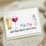 Personalised Watercolour Beer Wine Baby Bottle Pet Bowl Greeting Card Invitation with Text and Year Baby Shower Party Gift for Newborns New Parents