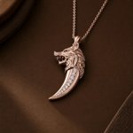 Personalised Wolf Teeth Birthstone Necklace with Name Dainty Jewellery Anniversary  Birthday Valentine's Day Gift for Men