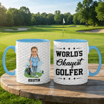 Personalized World’s Okayest Golfer 11 oz 15 oz Ceramic Mug with Name and Photo Birthday Gift for Golf Lover