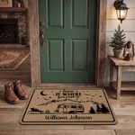 Personalized Camping RV Family Non-Slip Welcome Doormat with Text Daily Use Outdoor Family Gathering Gift for Family Camping Lovers