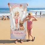 Personalised Photo Cartoon Character Oversized Quick Dry Beach Towel with Name Beach Pool Party Summer Vacation Birthday Gift for Kid Boy Girl