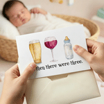 Personalised Watercolour Beer Wine Baby Bottle Pet Bowl Greeting Card Invitation with Text and Year Baby Shower Party Gift for Newborns New Parents