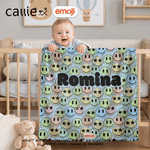 Personalised Playful emoji Soft Throw Blanket with Name Home Decor Birthday Gift for Friends Kids Family | Callie × emoji ™