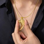 Personalised Wolf Teeth Birthstone Necklace with Name Dainty Jewellery Anniversary  Birthday Valentine's Day Gift for Men