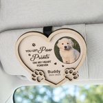 Personalised Pet Photo Paw Wooden Heart Car Visor Clip Frame with Name and Year Memorial Sympathy Gift for Pet Owners Friends