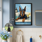 Foto personalizzata dell'animale da bagno - Stampa su tela incorniciata come decorazione da parete per il bagno - Spedizione dagli Stati Uniti - Regalo di anniversario o compleanno per i proprietari d