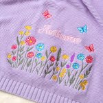 Personalised Embroidered Wildflower Cotton Knit Baby Blanket with Name Birthday Baby Shower Gift for Infants Baby Girls