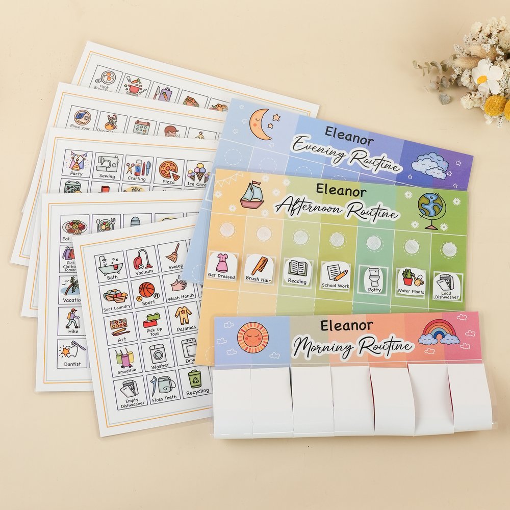 Personalised Daily Chore Chart with Name Hook and Loop Fasteners Daily Interaction Room Decoration Birthday Gift for Kids Parents 3