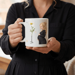 Personalized Pregnant Mom Character Birth Flower 11 oz 15 oz Ceramic Coffee Mug with Name and Coaster Baby Shower Gift for Expecting Mothers