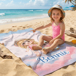 Personalised Photo Cartoon Character Oversized Quick Dry Beach Towel with Name Beach Pool Party Summer Vacation Birthday Gift for Kid Boy Girl