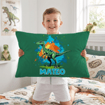 Personalized Ink Splatter Style Cartoon Dinosaur Throw Pillow Cover with Name Home Decor Birthday Gift for Boys Girls