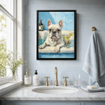 Foto personalizzata dell'animale da bagno - Stampa su tela incorniciata come decorazione da parete per il bagno - Spedizione dagli Stati Uniti - Regalo di anniversario o compleanno per i proprietari d