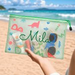 Gepersonaliseerde PVC-strandtas met veelkleurig patroon van zeedieren en naam – voor dagelijks gebruik, verjaardagscadeau voor familie en vrienden