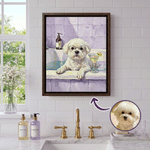 Foto personalizzata dell'animale da bagno - Stampa su tela incorniciata come decorazione da parete per il bagno - Spedizione dagli Stati Uniti - Regalo di anniversario o compleanno per i proprietari d