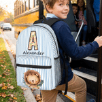 Personalised Cute Animals Large Capacity Kid School Backpack with Name and Initial Daily Use Back to School Birthday Gift for Kids Girls Boys