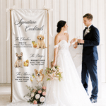 Personalized Signature Cocktails Pet Photo Silk Banner with Title and Cocktail Formula Wedding Party Gift for Couples Newlyweds