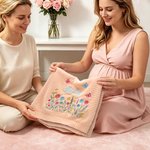 Personalised Embroidered Wildflower Cotton Knit Baby Blanket with Name Birthday Baby Shower Gift for Infants Baby Girls