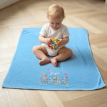 Personalised Embroidered Wildflower Cotton Knit Baby Blanket with Name Birthday Baby Shower Gift for Infants Baby Girls