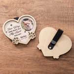 Personalised Pet Photo Paw Wooden Heart Car Visor Clip Frame with Name and Year Memorial Sympathy Gift for Pet Owners Friends