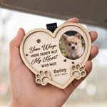 Personalised Pet Photo Paw Wooden Heart Car Visor Clip Frame with Name and Year Memorial Sympathy Gift for Pet Owners Friends