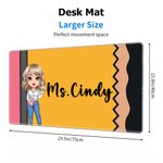 Personalized Cartoon Character Pencil Crayon Non-Slip Mouse Pad Desk Mat with Text Daily Use Back to School Teacher's Day Gift for Teacher Educator
