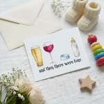 Personalised Watercolour Beer Wine Baby Bottle Pet Bowl Greeting Card Invitation with Text and Year Baby Shower Party Gift for Newborns New Parents