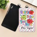 Personalised Happy To See Your Face PU Leather ID Badge Holder with Text Back to School Teacher's Day Appreciation Gift for Teacher