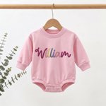 Personalised Colourful Name Comfortable Short-Sleeve Long-Sleeve Baby Bodysuit Baby Shower Holiday Gift for Newborn New Mum