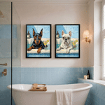 Foto personalizzata dell'animale da bagno - Stampa su tela incorniciata come decorazione da parete per il bagno - Spedizione dagli Stati Uniti - Regalo di anniversario o compleanno per i proprietari d