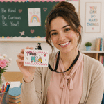 Personalised Bow Apple Pencil PU Leather Card Holder with Title and Name Back to School Teacher's Day Appreciation Gift for Teachers