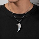 Personalised Wolf Teeth Birthstone Necklace with Name Dainty Jewellery Anniversary  Birthday Valentine's Day Gift for Men